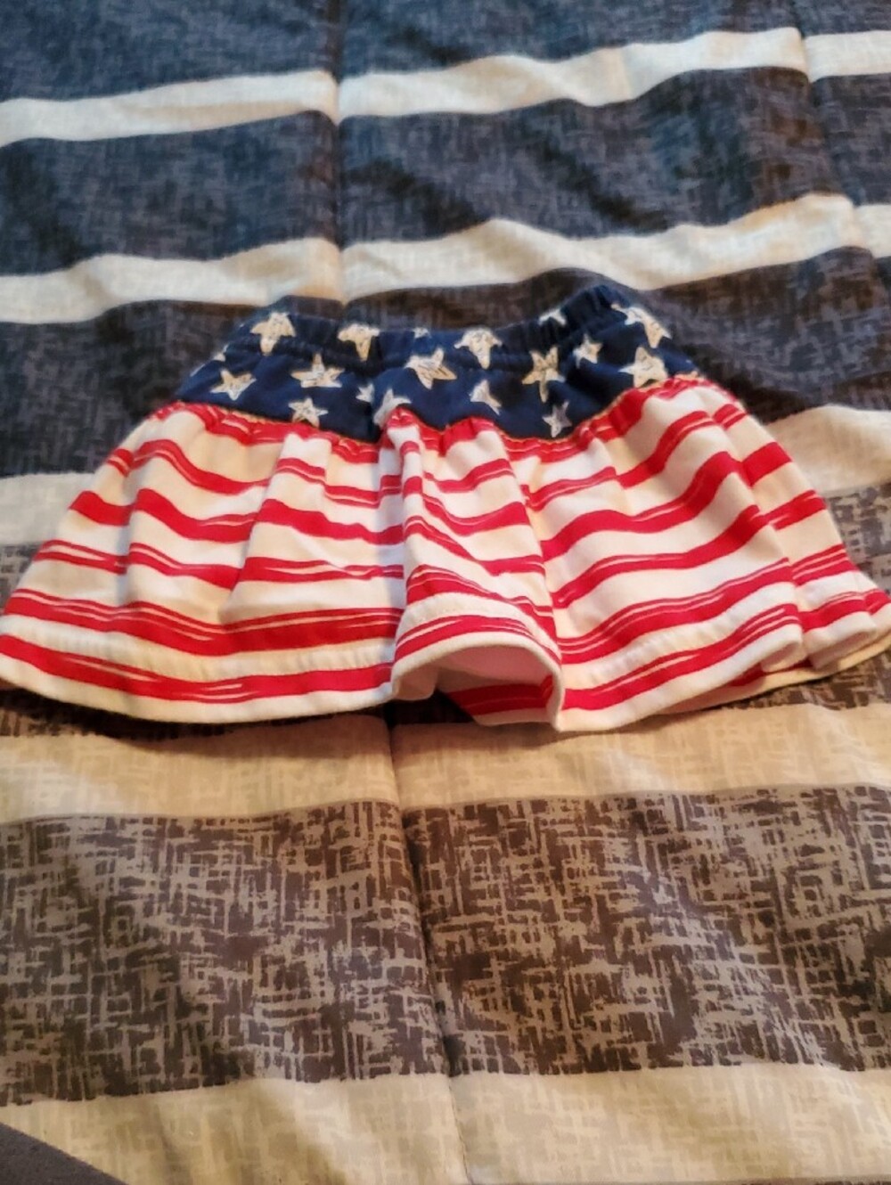 Girls Navy, Red & White Star-Striped Skirt, w/attached Shorts - Patriotic Print